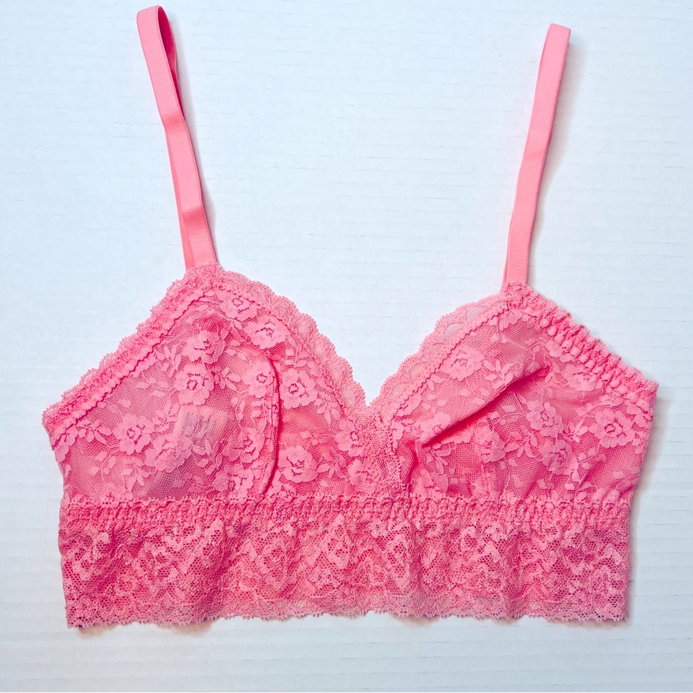 Iris & Lilly Pink Flirty Floral Lace Adjustable Bralette Pullover Size XS New!